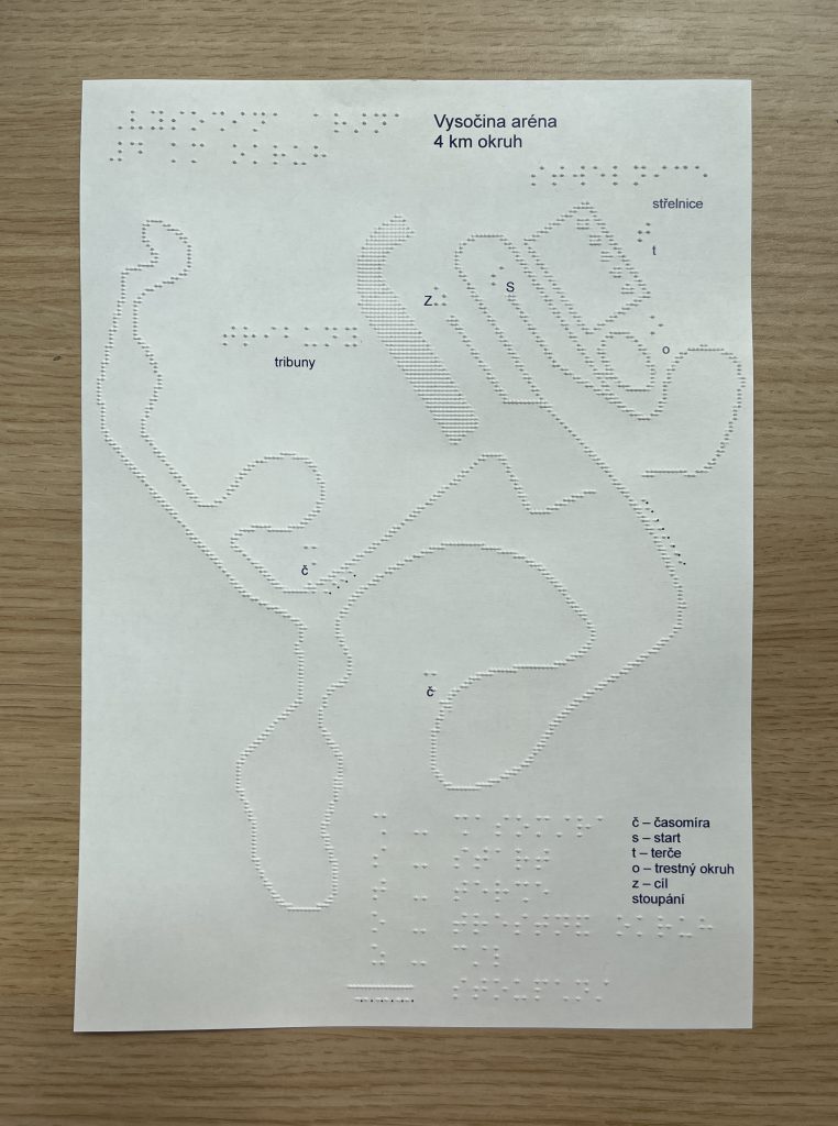 1. grafický list hmatáku č. 17 Závodiště: Vysočina Aréna, 4 km okruh